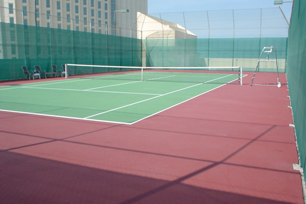 A professionally built outdoor sports court by Almad Contracting