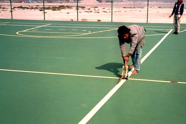 Refurbishment and line marking of an existing sports court